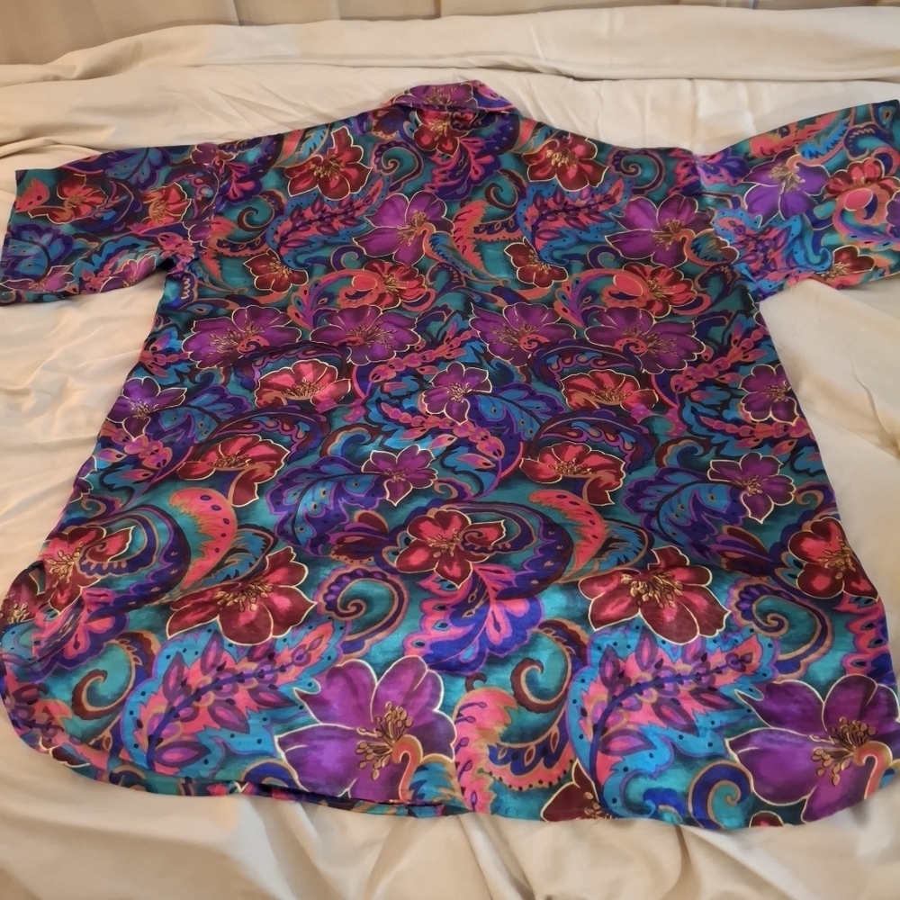 Victoria Secret Women's Multicolor Paisley Silky Sleep Shirt - Picture 6 of 6